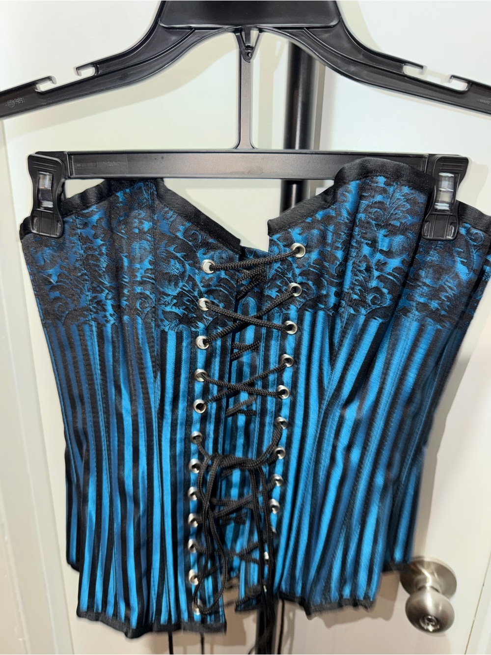 Genuine Steel-Boned Corset Size 22 – Blue & Black – Originally $250
